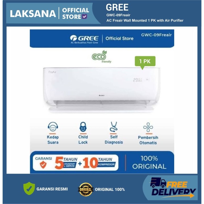 GREE AC Freair Wall Mounted 1 PK with Air Purifier - GWC-09Freair