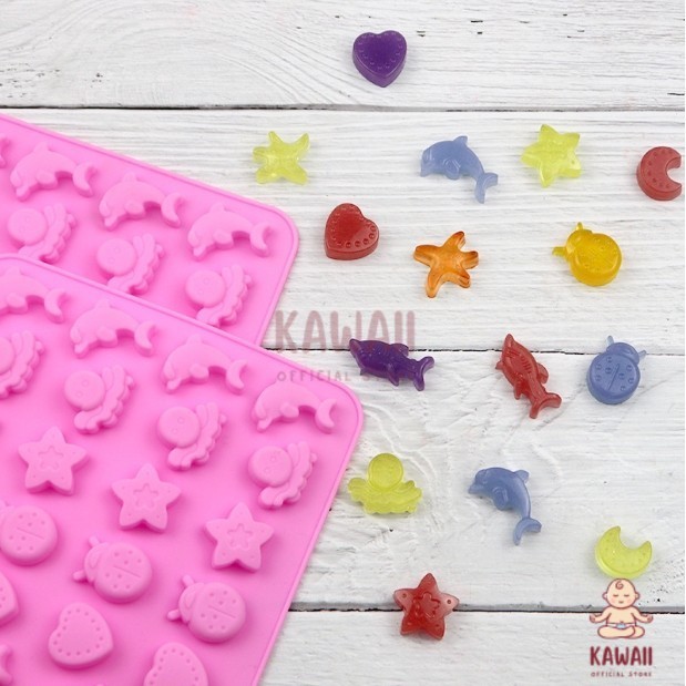 KS Isi 32 Cetakan Puding Kue Coklat Gummy Jelly Permen Yupi Agar Nugget Fondant Silikon Motif Ocean 