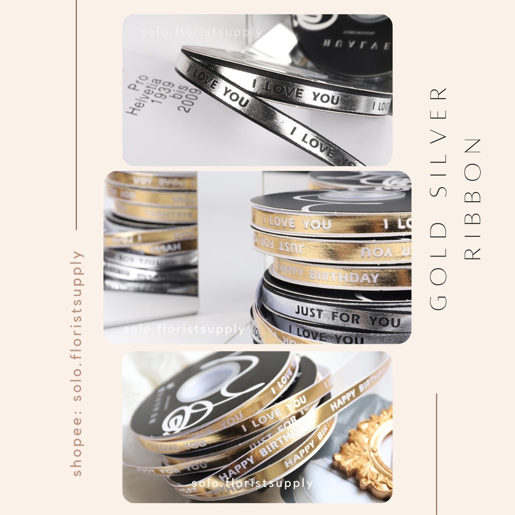 

1CM GOLD SILVER RIBBON PITA VALENTINE Pita Natal Edisi Christmas Pita Packing Pita