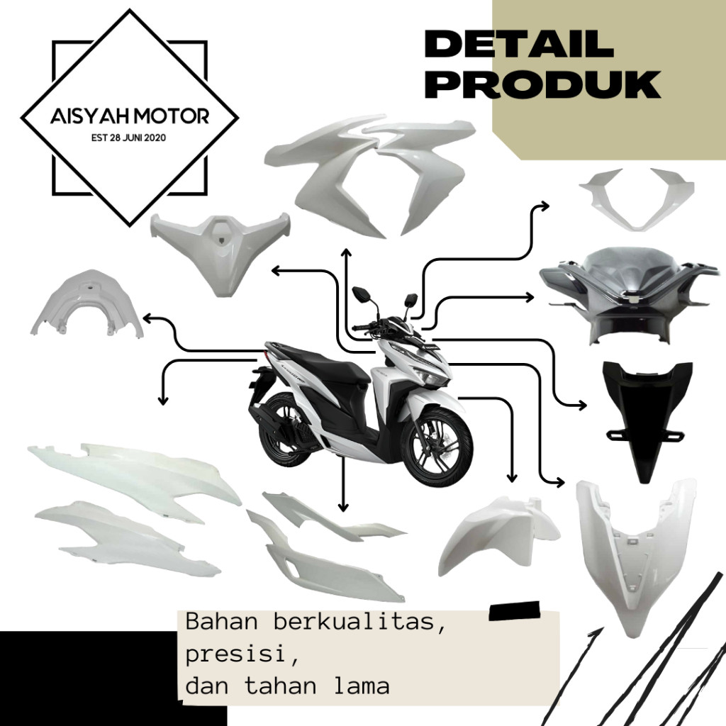 Cover Bodi Halus Honda Vario All New 150 Led Warna Putih Tahun 2018