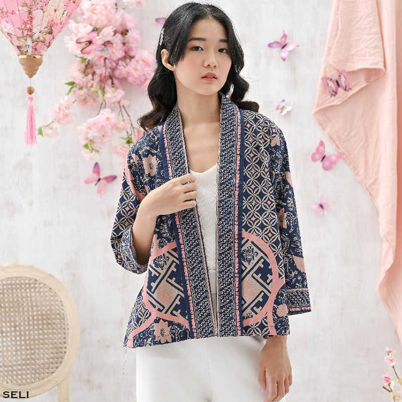 Evercloth Seli Blazer Batik Wanita Outer Rompi Wanita Jumbo Jaket Luaran Couple
