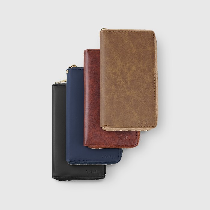 ✨LARIS✨ -VONA Moza Wallet - Dompet Wanita Lipat 2 Panjang Bahan Kulit Sintetis - Hitam