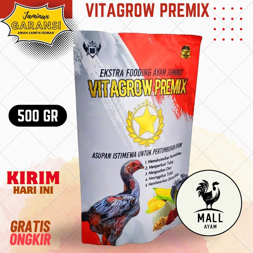 AYAM MALL Vitagrow Vita Grow Premix 500gr Extra Fooding Ayam Jumbo Pakan Makanan Tambahan Ternak Aya