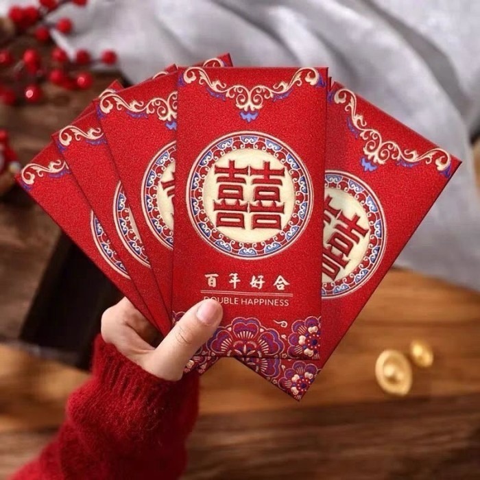 

(RNL-W) ANGPAO WEDDING PANJANG shuang xi shuangxi kawin nikah amplop merah