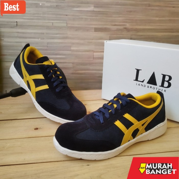 sepatu safety terbaik Sepatu Safety Sport Pria  Wanita Terbaru Safety Sneakers Ujung Besi - Navy Yel