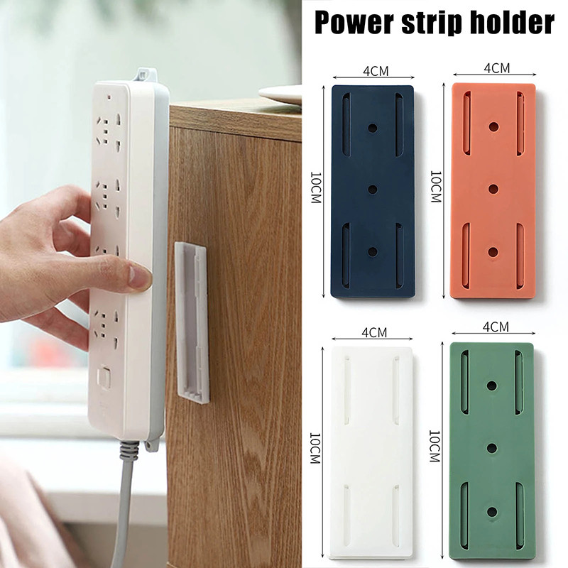 

2PCS Wall-Mounted Plug Fixer Sticker Punch-free Home Self-Adhesive Socket Fixer Cable Wire Organizer Seamless Power Strip Holder