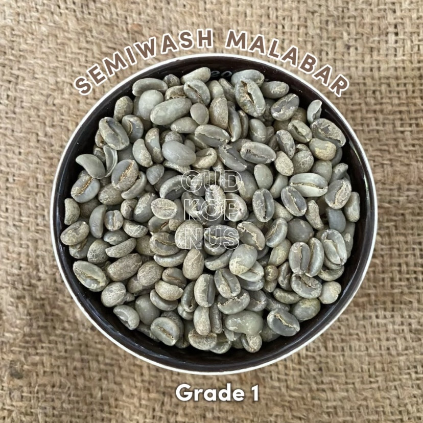 

Green Bean Arabica Malabar Semi Wash Grade 1 - Biji Kopi Mentah 1kg by Jaad Coffee