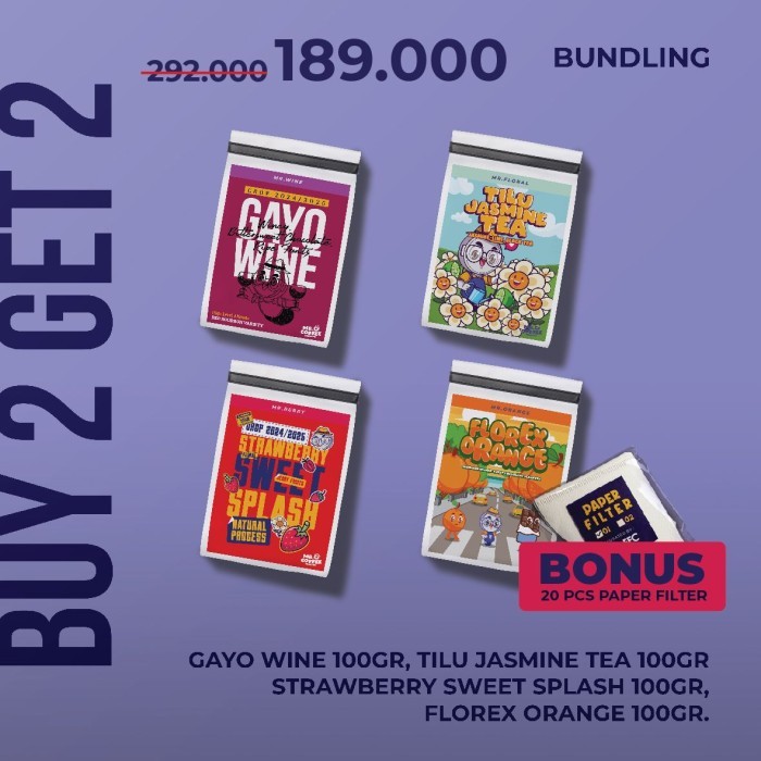

Bundling Kopi 100g Buy 2 get 2 + Paper filter 01 Isi 20pcs