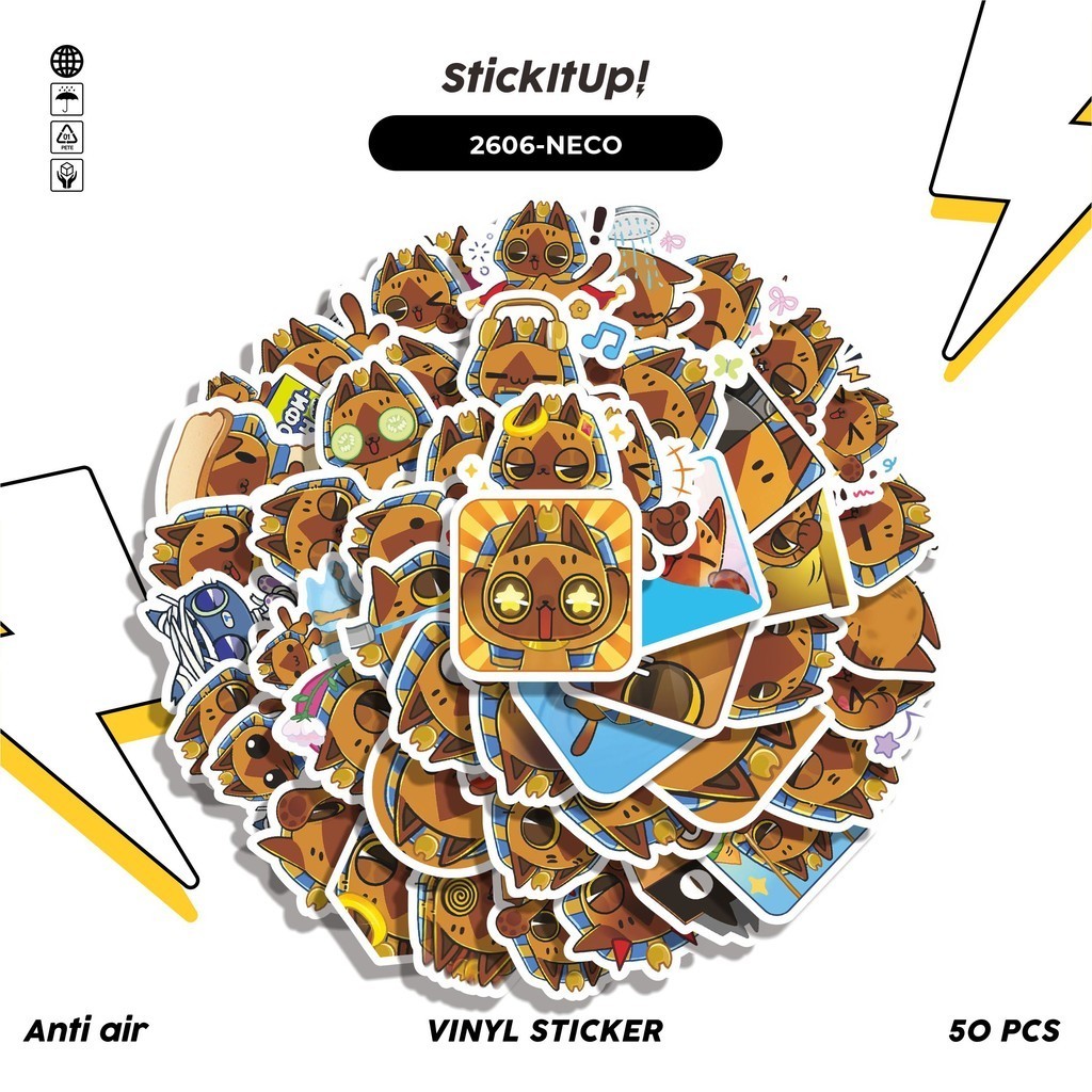 

COD 50 Pcs Stiker FUNNY CHARACTER NECHO THE EGYPT CAT STICKER PACK Lucu Anti Air Untuk Dekorasi Notebook Sepeda Skateboard Handphone DIY