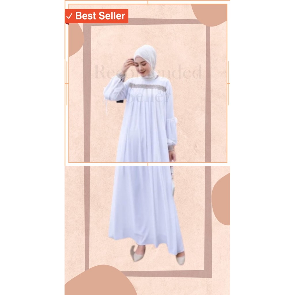 Pakaian Wanita Gamis Dress Cantik Murah Bagus /Gamis Putih Audrey Dress Gamis Wanita Terbaru Fashion
