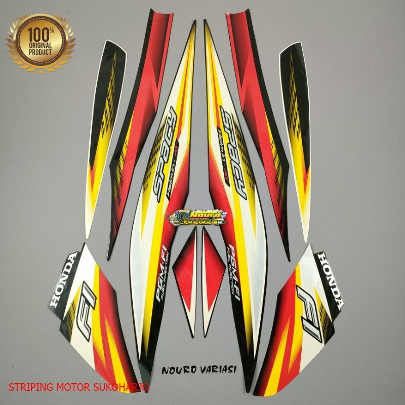 (ORI) striping honda spacy fi 2013 hitam Lis kuning  kualitas original