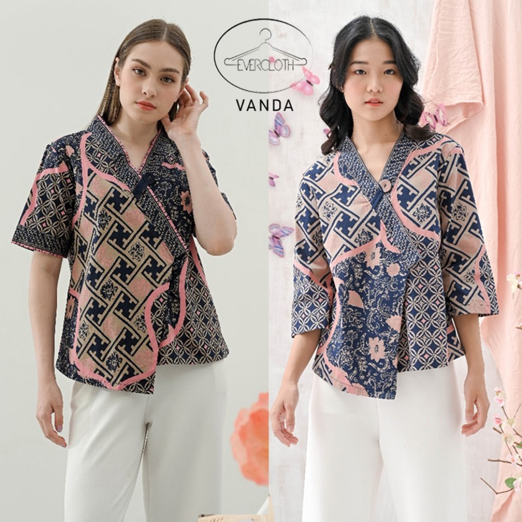 Evercloth Vanda Blouse Wanita Atasan Wanita Blouse Batik Kimono