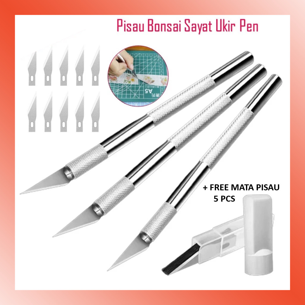 

LAMMORO > BG45 Pisau UKIR SENI Cutter Katter Crafting Art Knife Metal Handle Blade Bonsai Sayat Pen Gagang Free Refill 55C2
