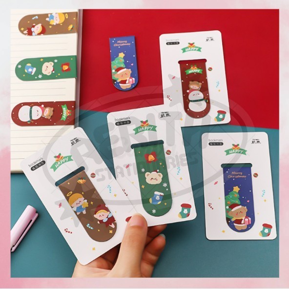 

AS PROMO COD - Pembatas buku natal christmas magnet karakter kartun bookmark magnetic