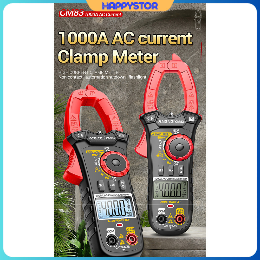 ANENG Clamp Meter Digital Multimeter Multitester LCD Flashlight 1000A - CM83