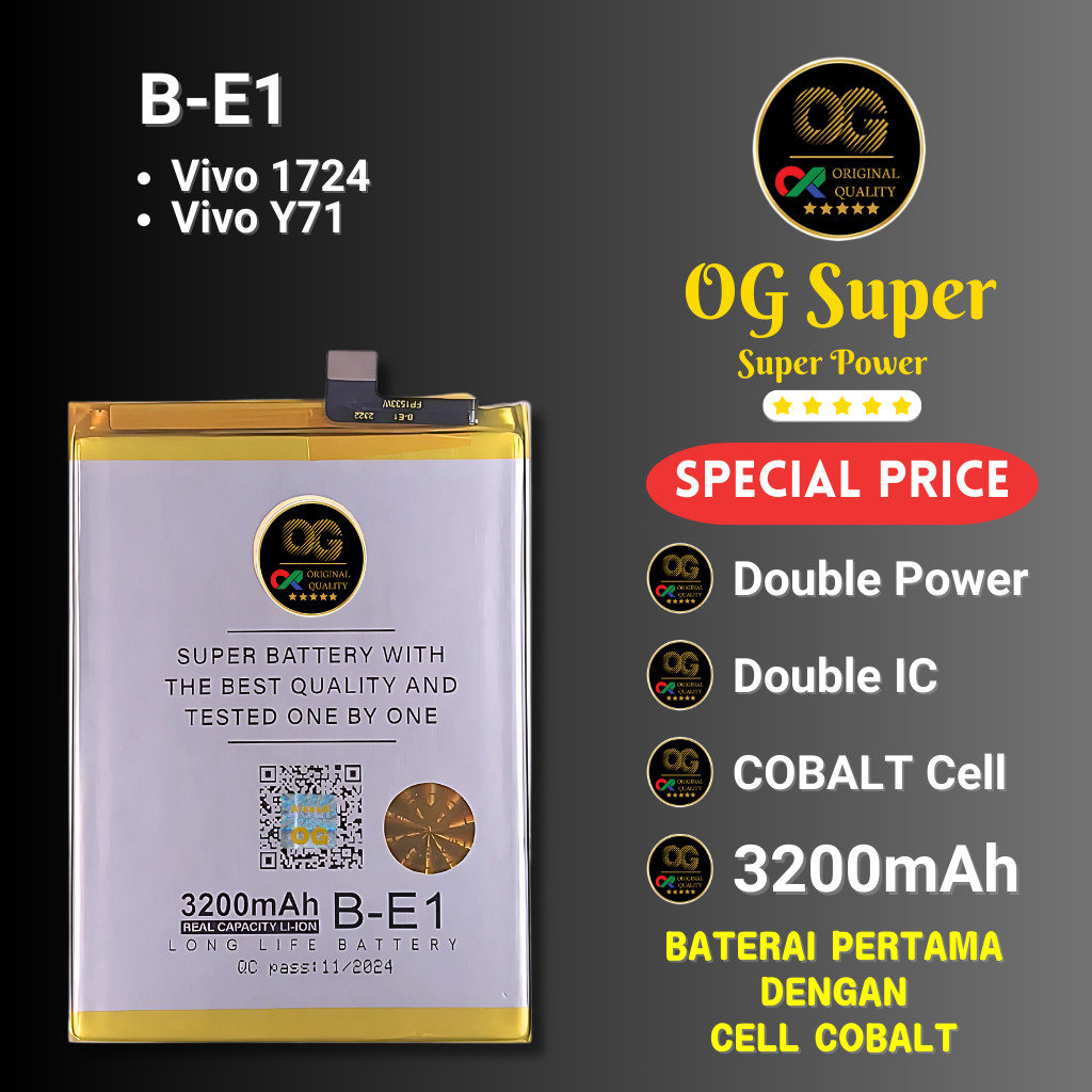 Baterai Original B-E1 OG Super Vivo 1724 Vivo Y71 Y71i Y73 1731B 1801i Double IC Power cell cobalt k