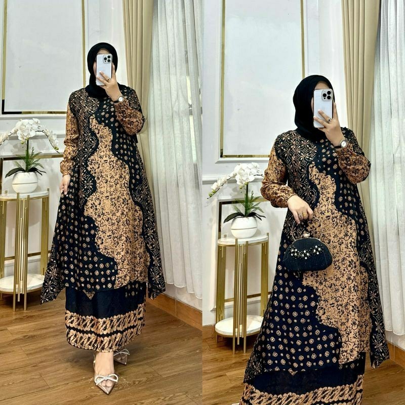 Set Batik Sutra Mewah High Quality (EKSCLUSIF) SET GAMIS BATIK BAHAN DOBBY SUTRA STELAN ROK BATIK SU