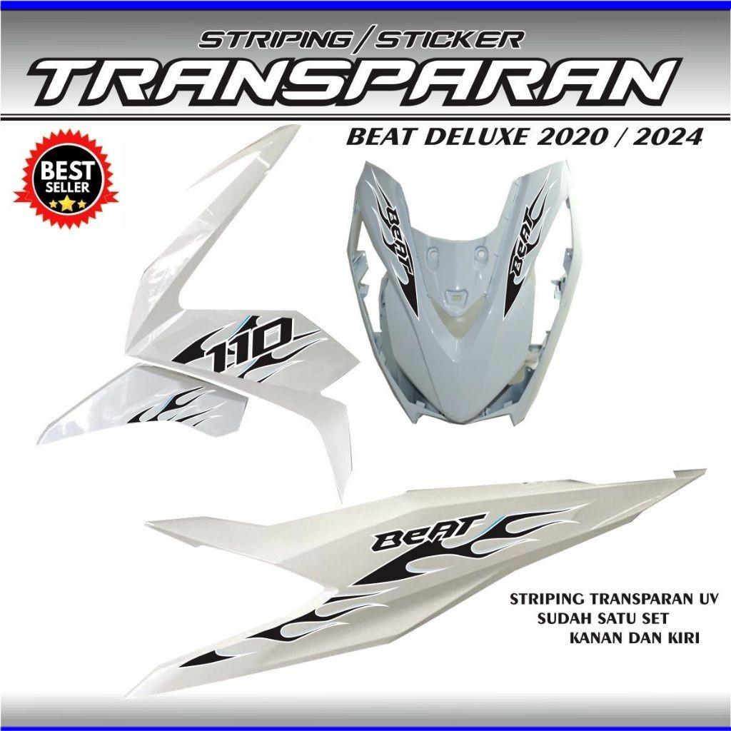 STIKER LIS KEREN STIKER TRANSPARAN ORIGINAL STRIPING TRANSFARAN MOTOR BEAT DELUXE ISS CBS TRANSPARAN