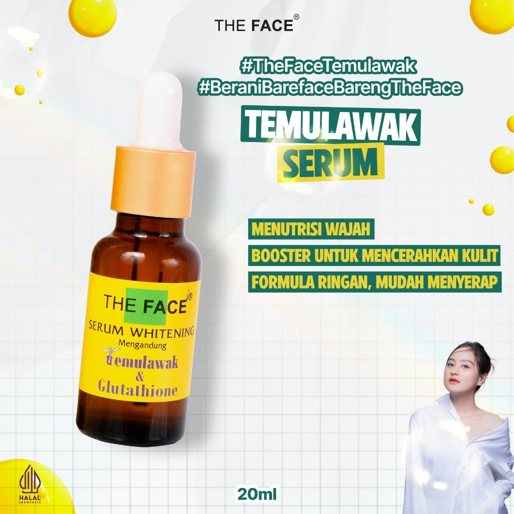 THE FACE Temulawak Whitening Serum with Glutathione 20ml - Serum Perawatan Kulit Wajah