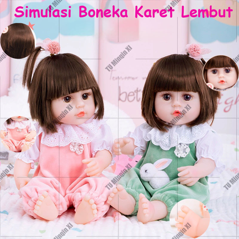 Boneka Simulasi Mainan Karet Lembut Bayi Perempuan Boneka Kelahiran Kembali Silikon Boneka Kain Bone