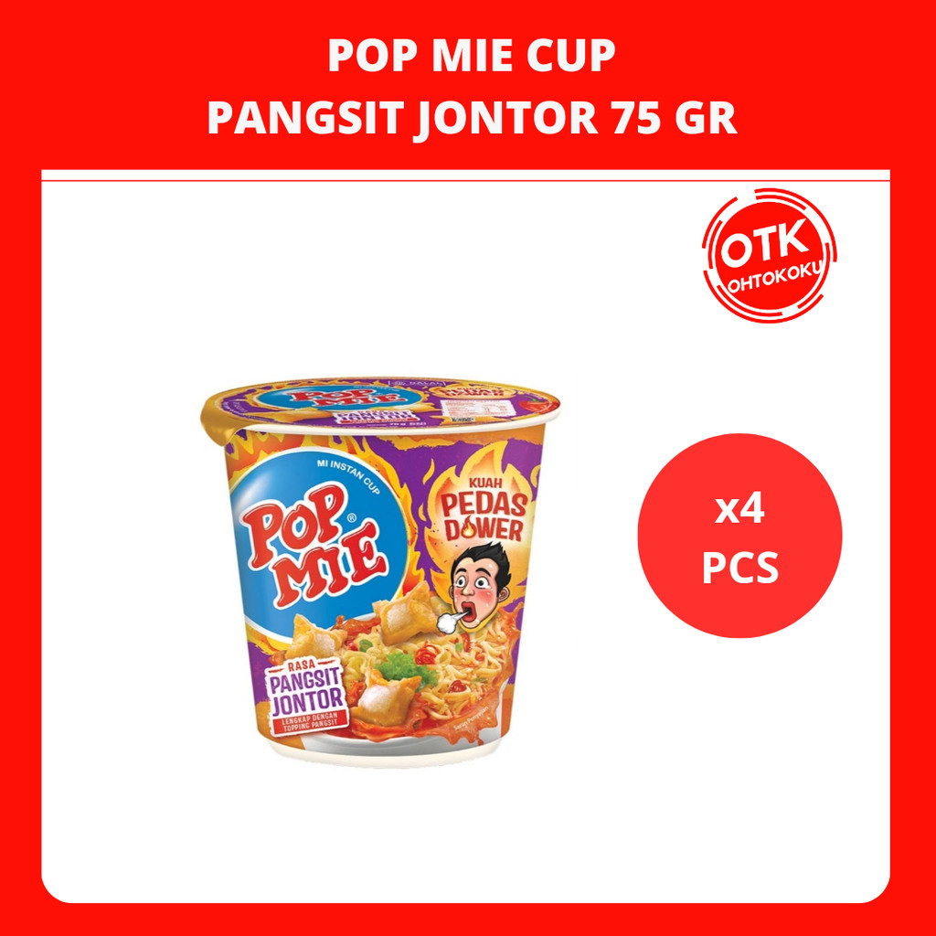 

Pop Mie Mi Instan Cup Kuah Rasa Pedes Dower Pangsit Jontor 75 gr x 4 pcs