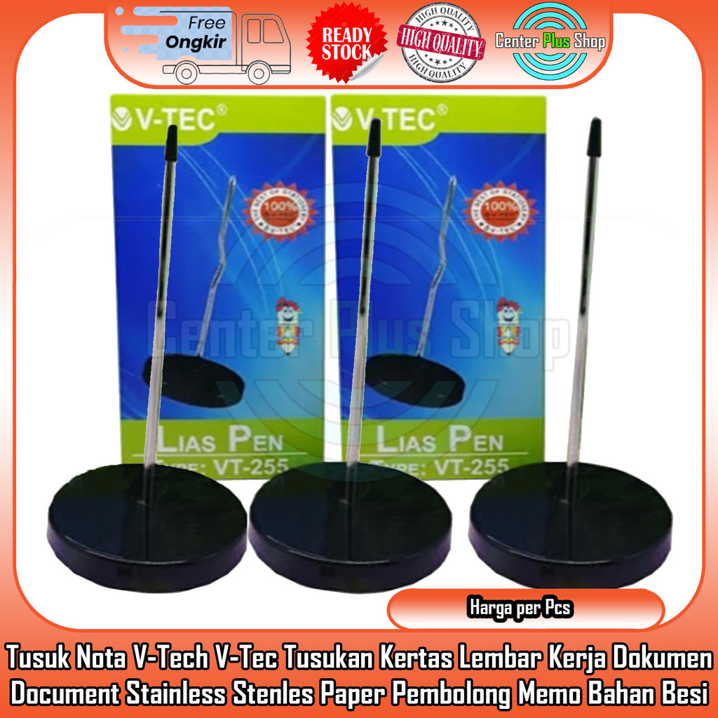 

Tusuk Nota V-Tec Bahan Besi Tebal Hitam V-Tek Vitech Tusukkan Kertas Lembar Kerja Memo Vtec Vitek Tancapan Struk Dokumen Document Anti Karat Stainless Stenles Paper Bon Metal Body Kantor HBI Serbaguna Multifungsi