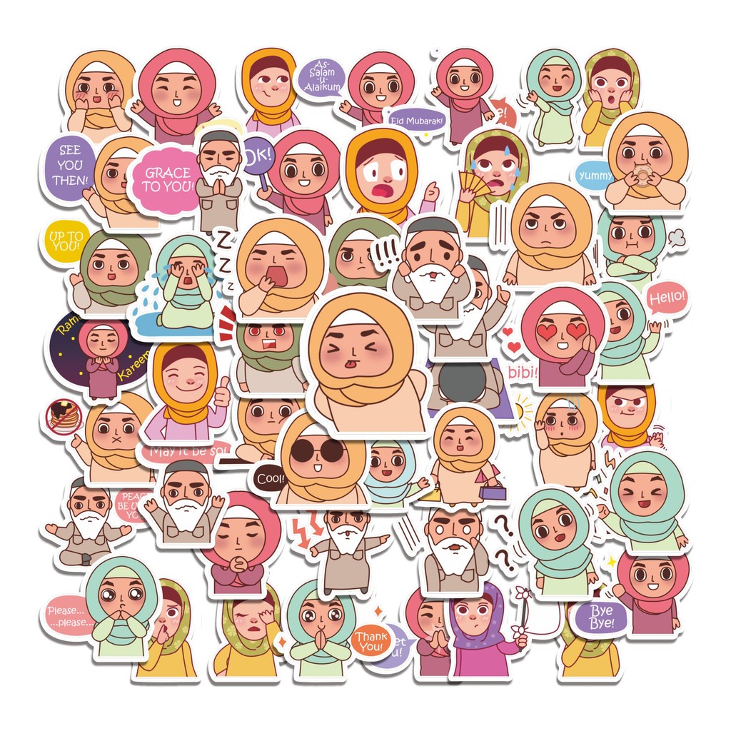 

COD 50 Pcs Stiker Jiha Muslim Style Lucu Anti Air Untuk Dekorasi Notebook Sepeda Skateboard Handphone