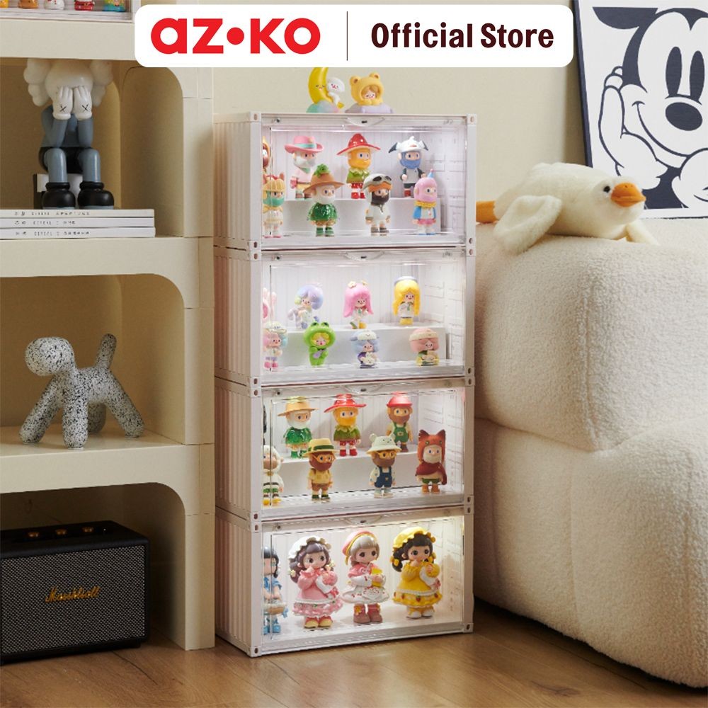AZKO Stora Kotak Pajang Action Figure Dengan Lampu Display Box Tempat Koleksi Pajangan Storage Tempa