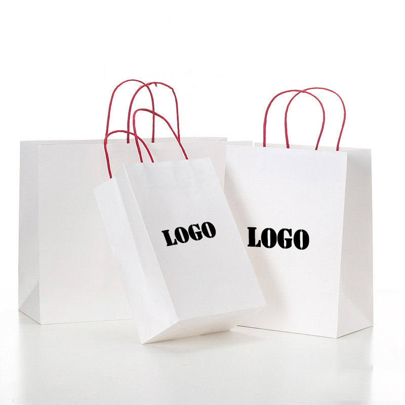 

5 Pcs Custom Logo Kraft Paper Bags Environmental protection Clothing bag Food bag Baking package bag for small business