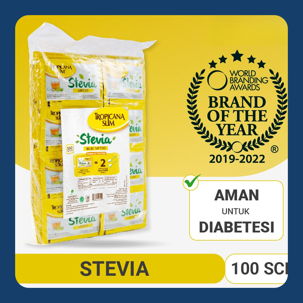 

Tropicana Slim Sweetener Stevia 100 Sachet - Pemanis Alami untuk Batasi Gula