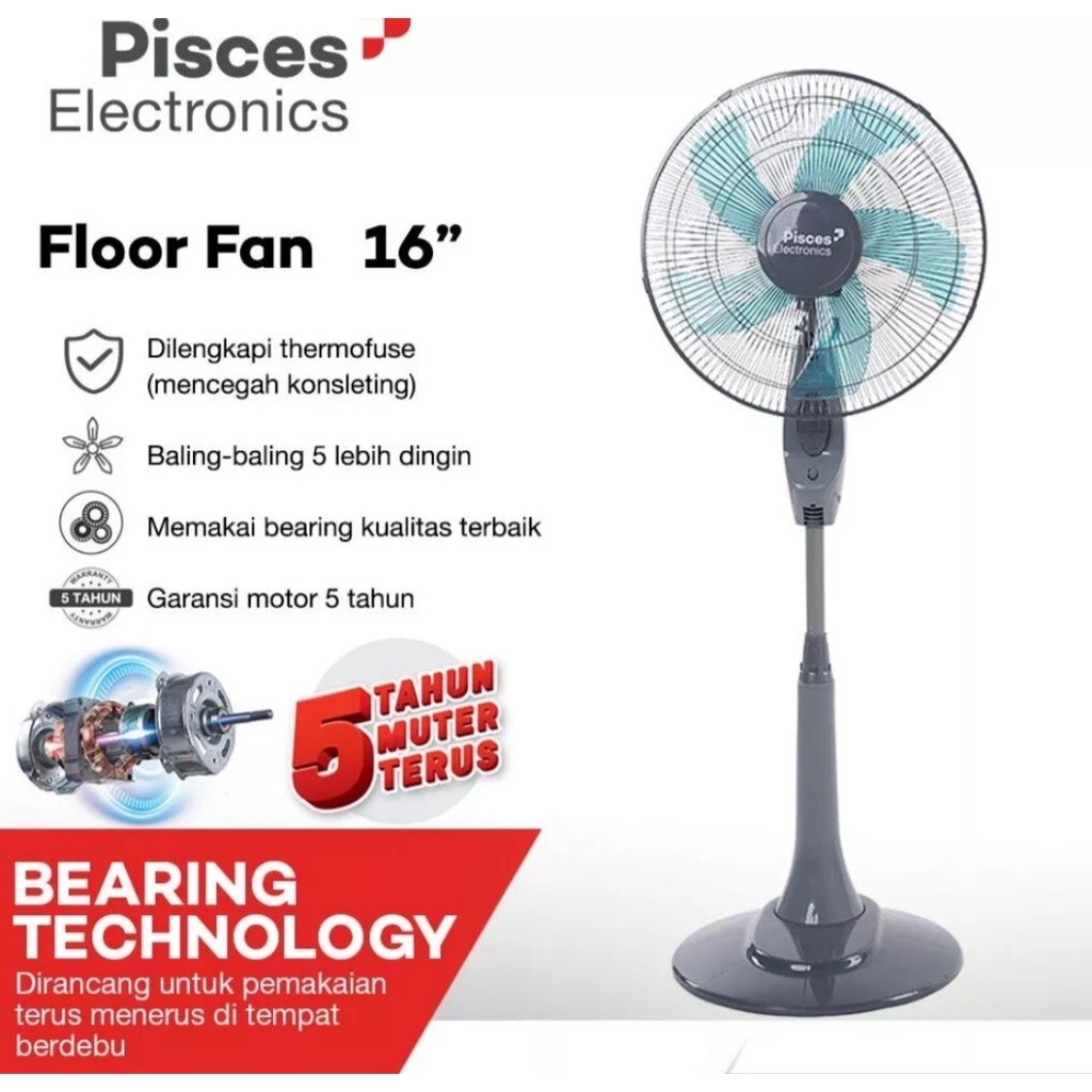 PISCES Kipas Angin Berdiri [16 Inch] 1680 Pro Thermofuse
