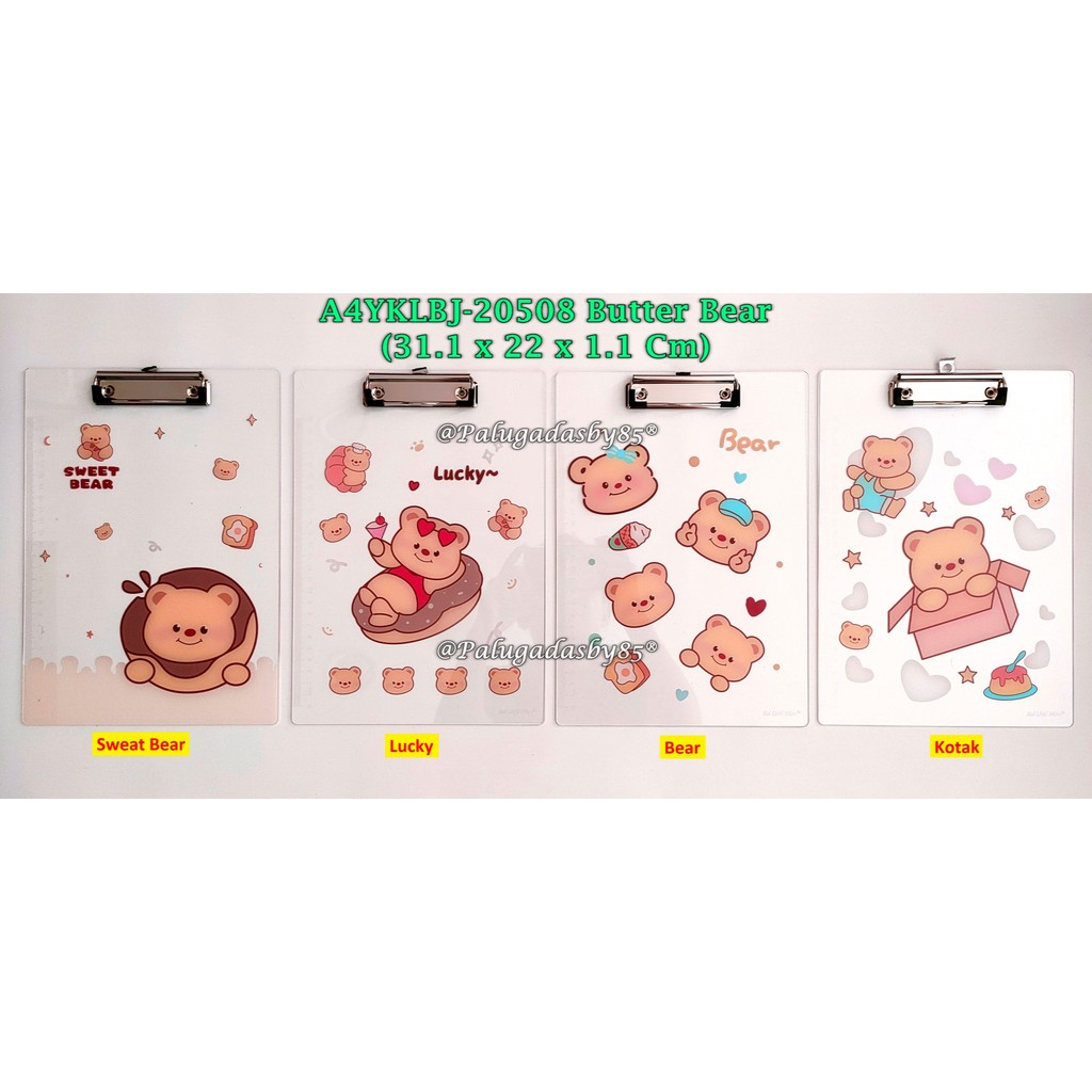 

(1 Biji) Clip Board Acrylic A4 31.1 x 22 / Clipboard Butter Bear A4 / Clipboard GXIMP A4YKLBJ-20508