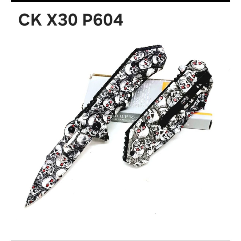 Pisau Lipat CK X30 P604 – Motif Tengkorak Keren, Desain Unik & Taktis