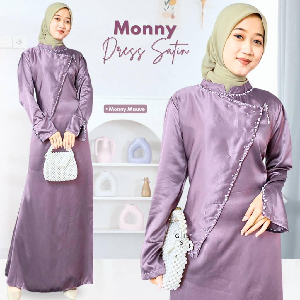Monny Dress Korean Style Wanita Kekinian Kondangan Simpel Elegan Seragaman Bridesmaid Brokat Remaja 