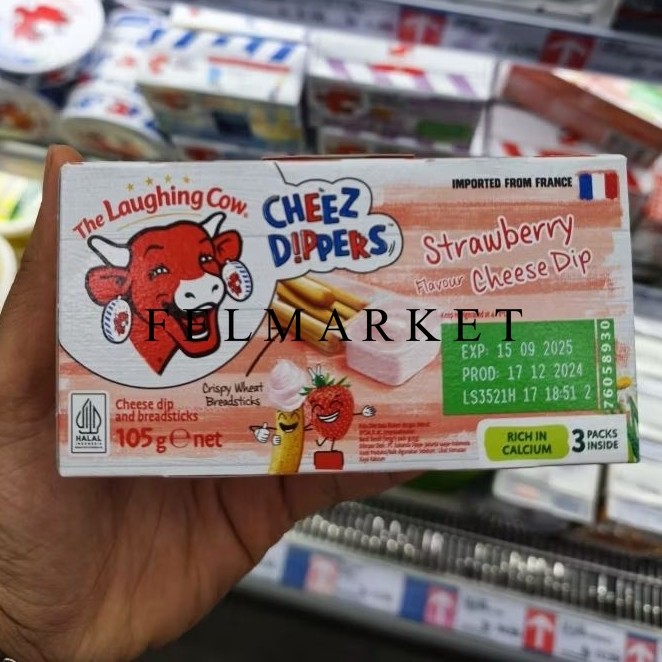 

The Laughing Cow Cheez Dippers Strawberry / Keju Olesan Strawberry Dengan Biskuit / 105 gr