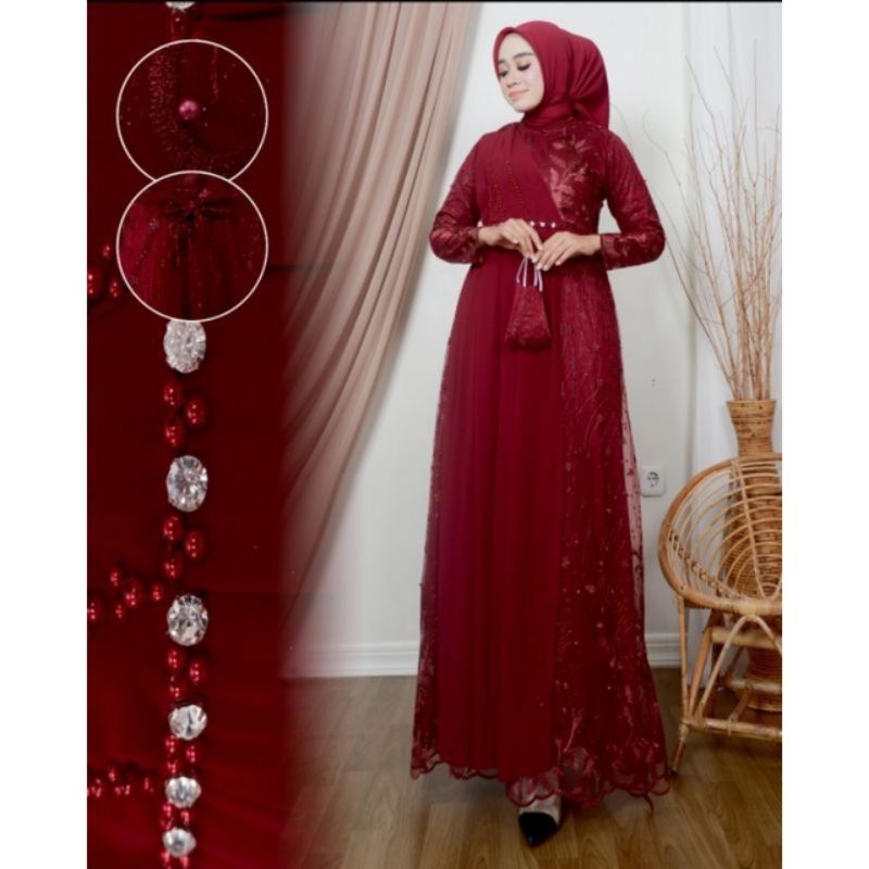 Gamis Brukat Terbaru Baju Wanita Jumbo Abaya Kebaya Dress Muslim  Camila Kamila Naila  Syari Remaja 