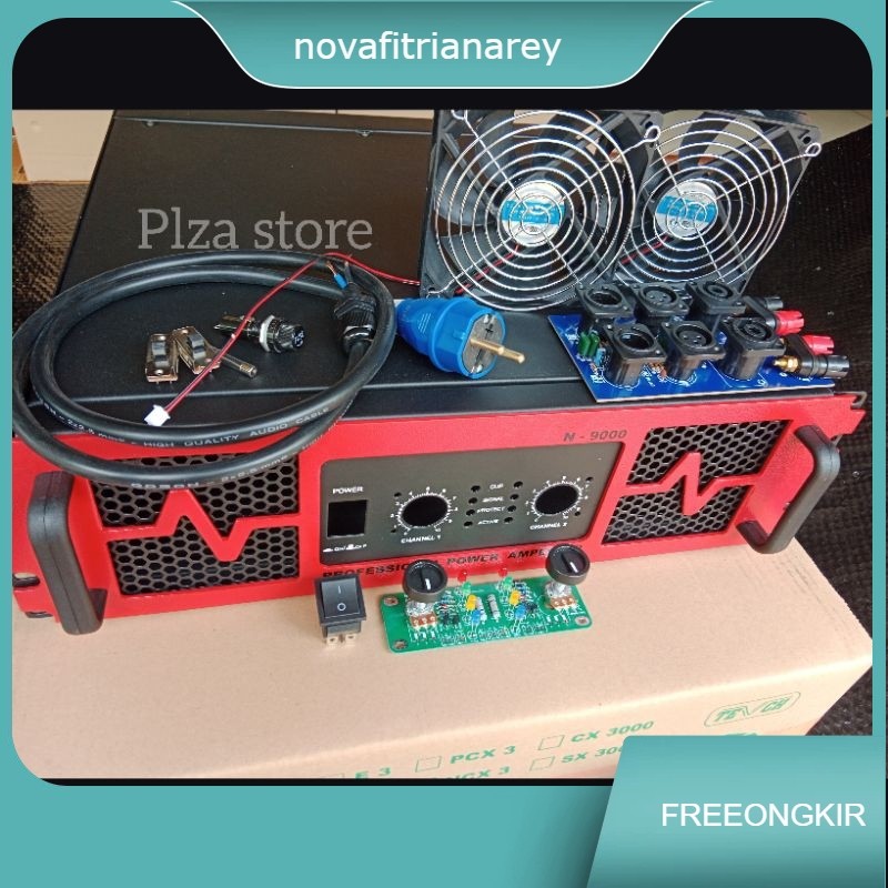 Bok power amplifier tipe N9000 merah  lengkap aksesoris ukuran 3U Box power amplifier N9000 lengkap 