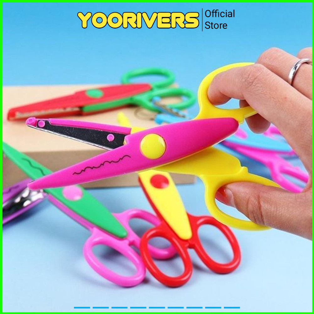 

Gunting Mini Anak Aman Gunting kertas Safety Scissors mini pemotong bahan plastik polos Warna Warni
