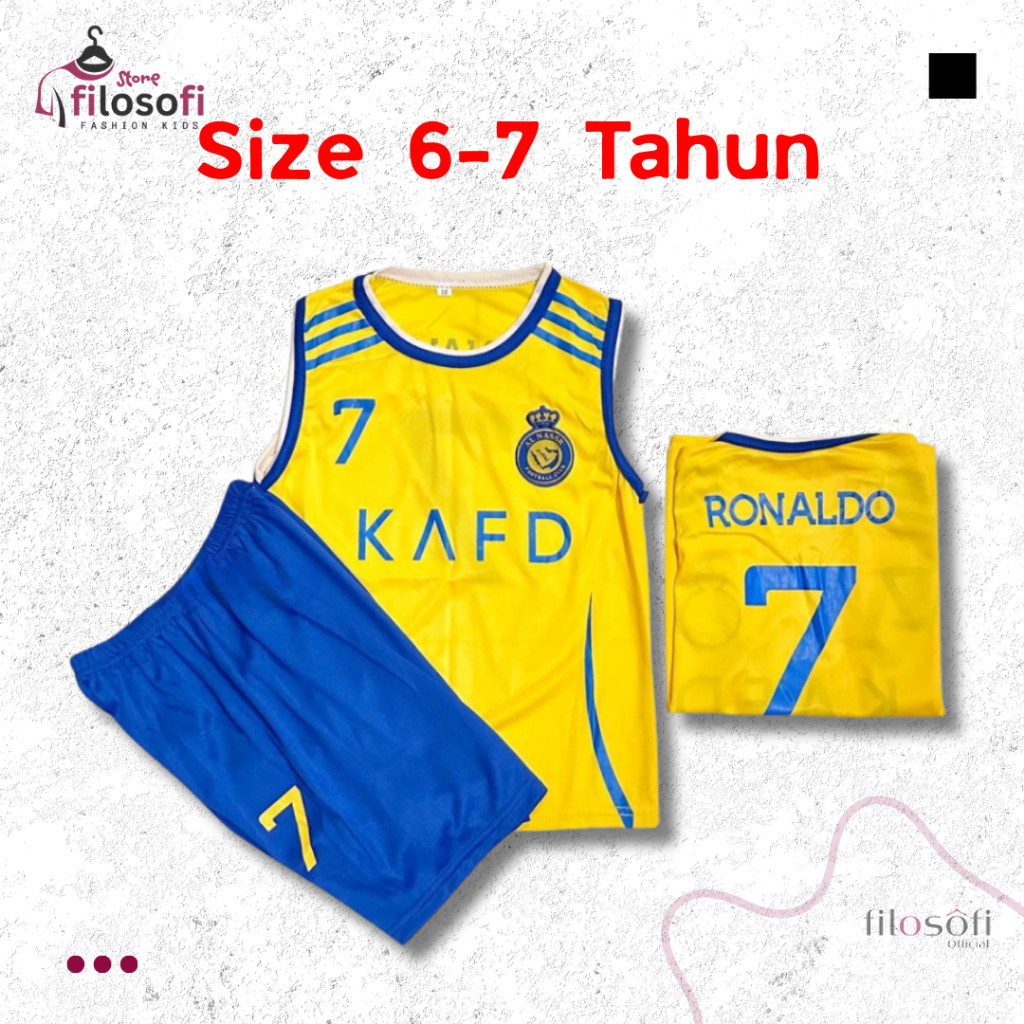 FILOSOFI Setelan Baju Singlet Anak Terbaru/Set Baju Bola Anak/Jersey Bola Anak Termurah - Usia 6-7 T