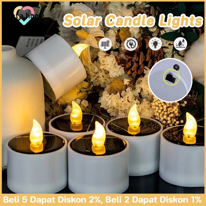 Dekorasi Lilin Tenaga Surya Lampu Lilin Hias Mini Led Lamp Dekorasi Kamar Tidur Rumah Lampu Hias Ele