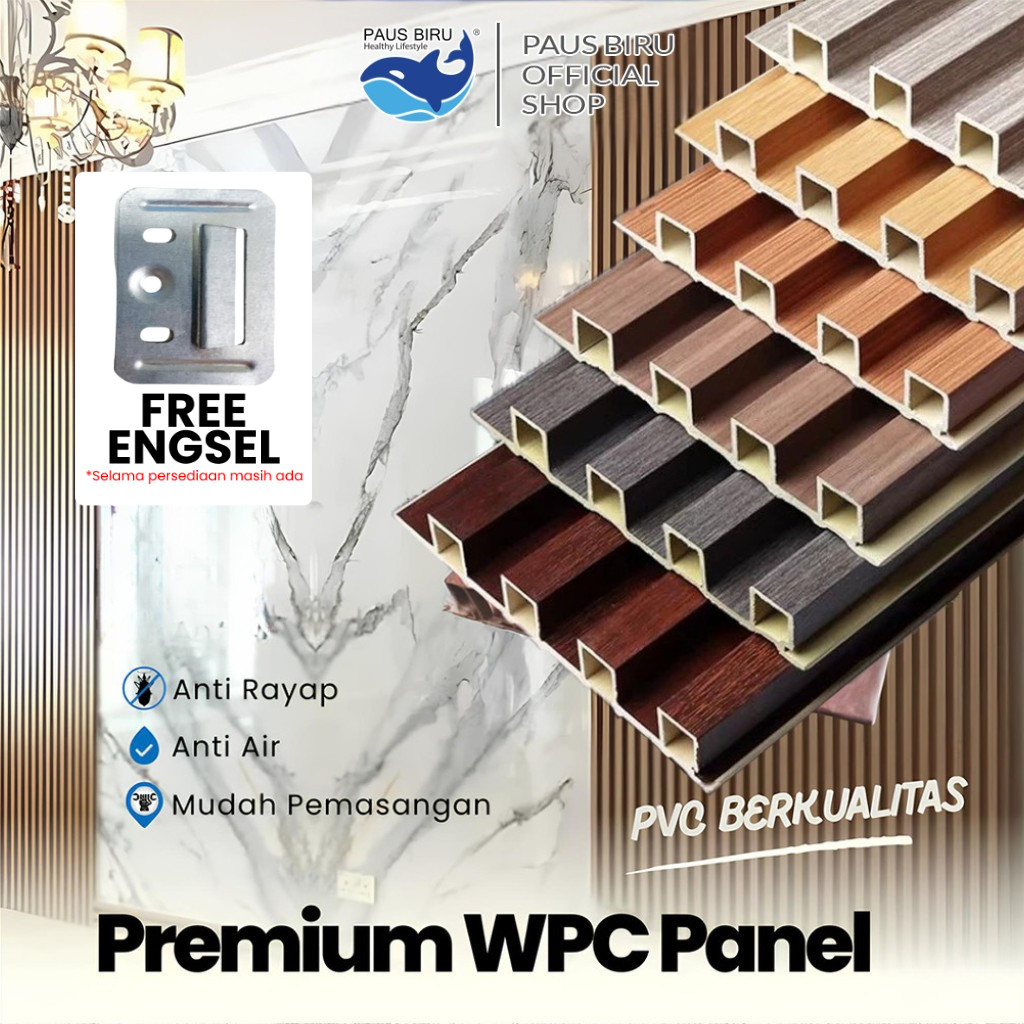 Paus Biru -  PREMIUM Wall Panel PVC WoodPanel Dinding Motif Kayu 3D Wpc Panel Terlengkap 290CM*16.5C