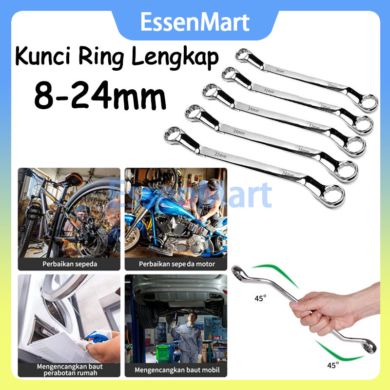 Kunci Ring Lengkap / Alat Perkakas Tools Kunci Ring Pas / Alat Perkakas Tools Kunci Ring Pas / Kunci