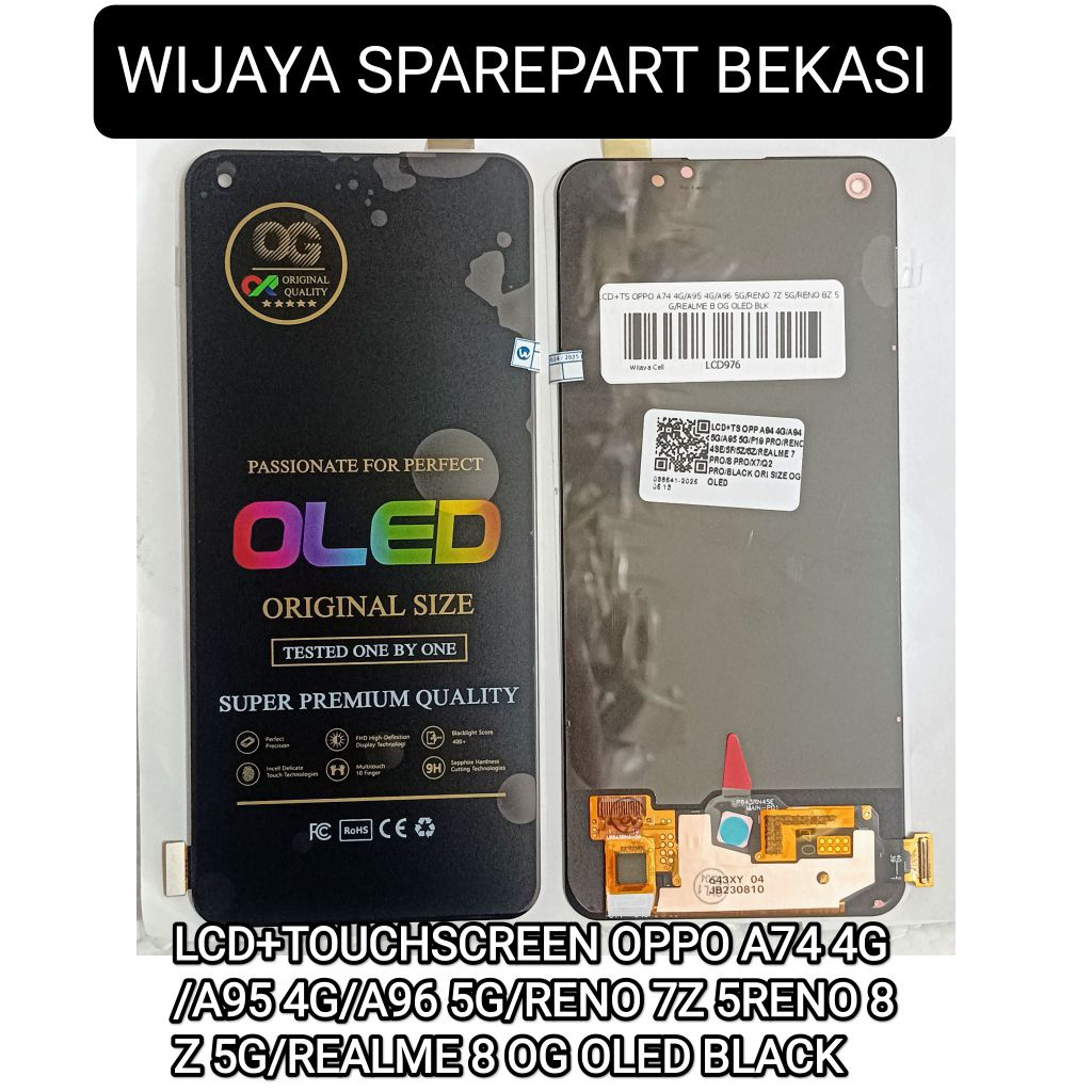 LCD+TOUCHSCREEN OPPO A74 4G/A95 4G/RENO 7Z 5G/RENO 8Z 5G/REALME 8 OG OLED BLACK
