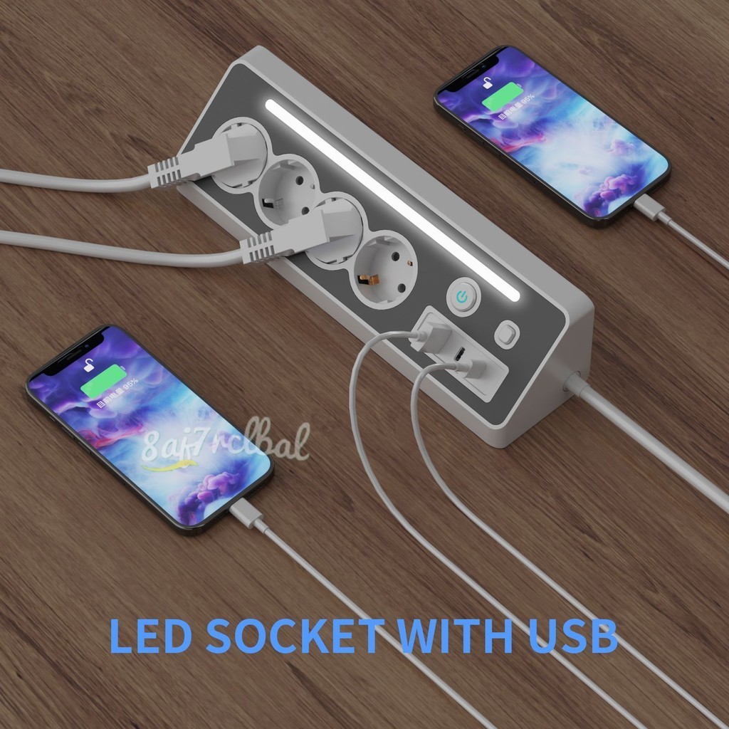 Stop Kontak Colokan Multiguna Kabel Power Socket Adaptor Steker Power Socket 4 Stop Kontak EU Power 