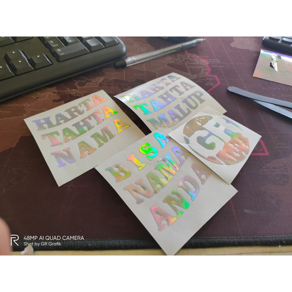 

(TANPA PRE ORDER & TANPA MINIMAL ORDER) Stiker harta tahta / stiker hologram / stiker custom