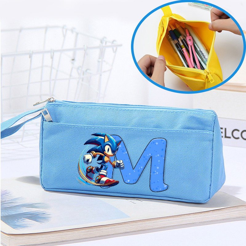 

Anime Sonics Canvas Pencil Case for Students Cartoon Letter Printed Pen Bag Boys Girls Stationery Storage Pouch School Supplies