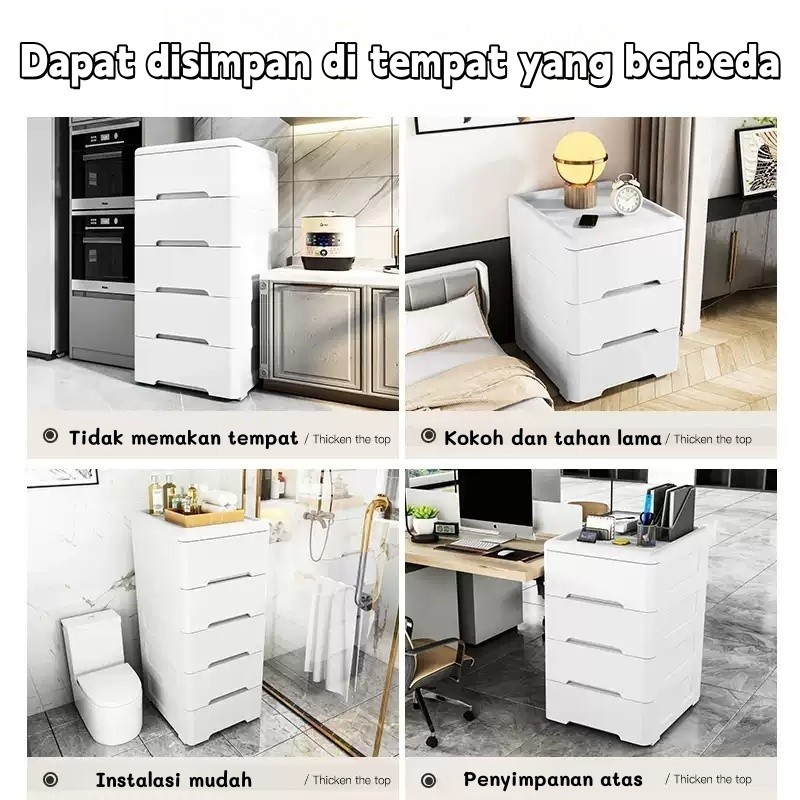 Lemari Plastik 5 Susun Modular - Loker Penyimpanan Baju/Mainan/Buku - Anti Rayap - Rak Organizer Ser