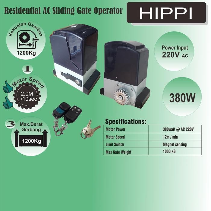 

Mesin pintu pagar otomatis Automatic SlidingGate Operator HIPPI 1200kg