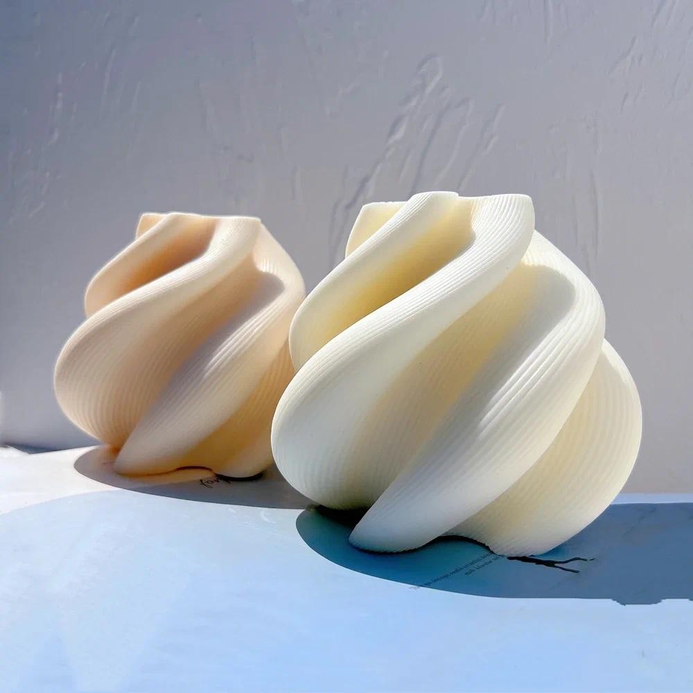 

Big Size Geometric Wave Twirl Candle Molds Taper Abstract Art Decorative Wavy Stripe Candles Silicone Mould