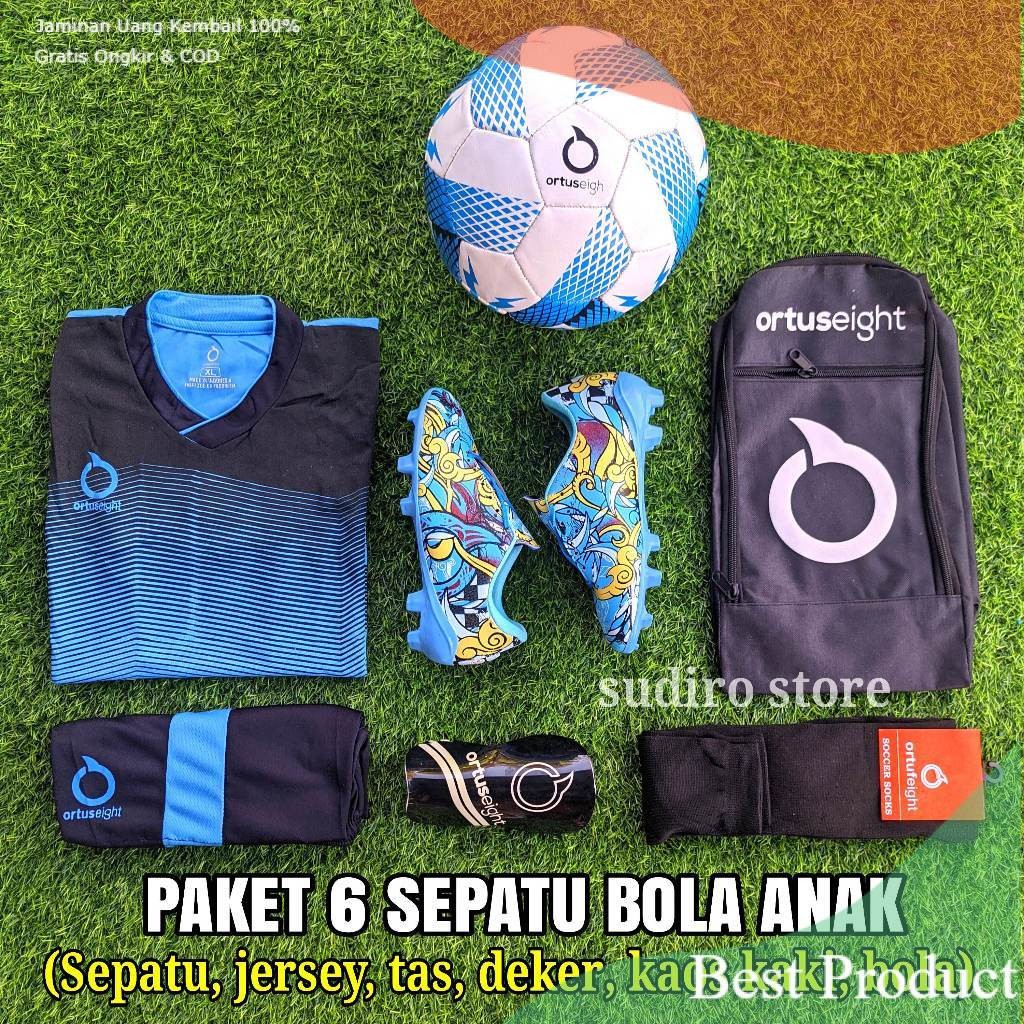 PROMO  Paket Komplit Sepatu Bola Anak Ortuseight Grade ORIGINAL Terbaru, Sepatu Bola Anak SD SMP Ber